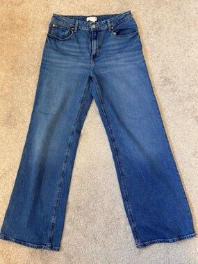 H&M Women's Dark Blue Wide-Leg Jeans